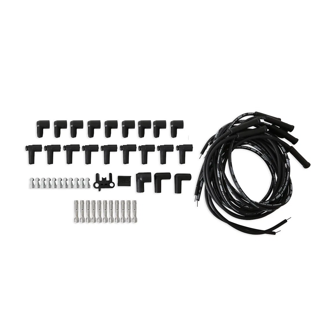 5551 – MSD CO. Spark Plug Wire Set, Unassembled Black 8 Millimeter Silicone and Synthetic Helically Wound Conductor W...
